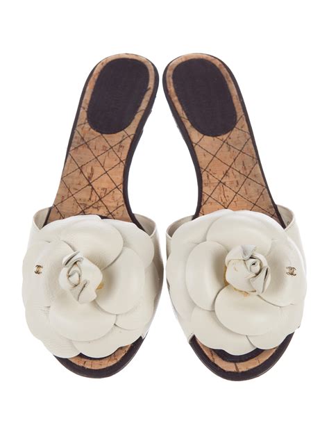 chanel camellia flower shoes|chanel camellia slide sandals.